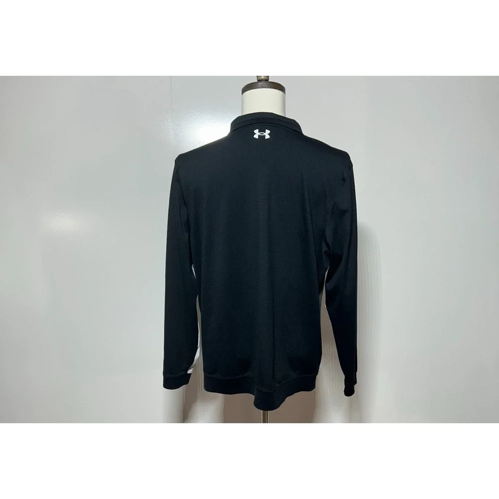 Under Armour Golf Sweater Mens XL Black Gray Colorblock 1/4 Zip Pullover Stretch